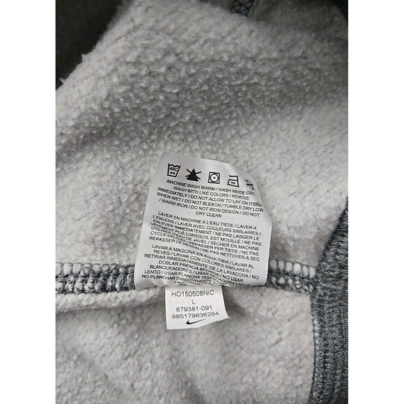 Nike Hoodie Sweatshirt Mens Large Check Embroidered Swoosh Logo Gray Volt Green - Picture 9 of 9